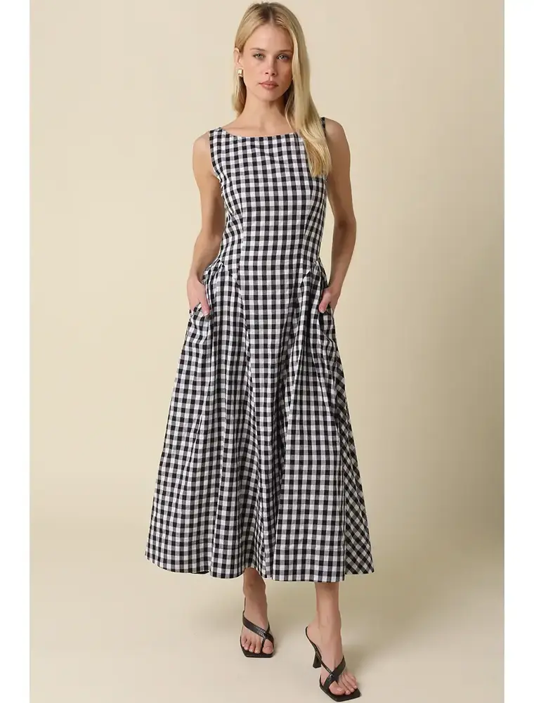 olivaceous Lisa Gingham Maxi Dress