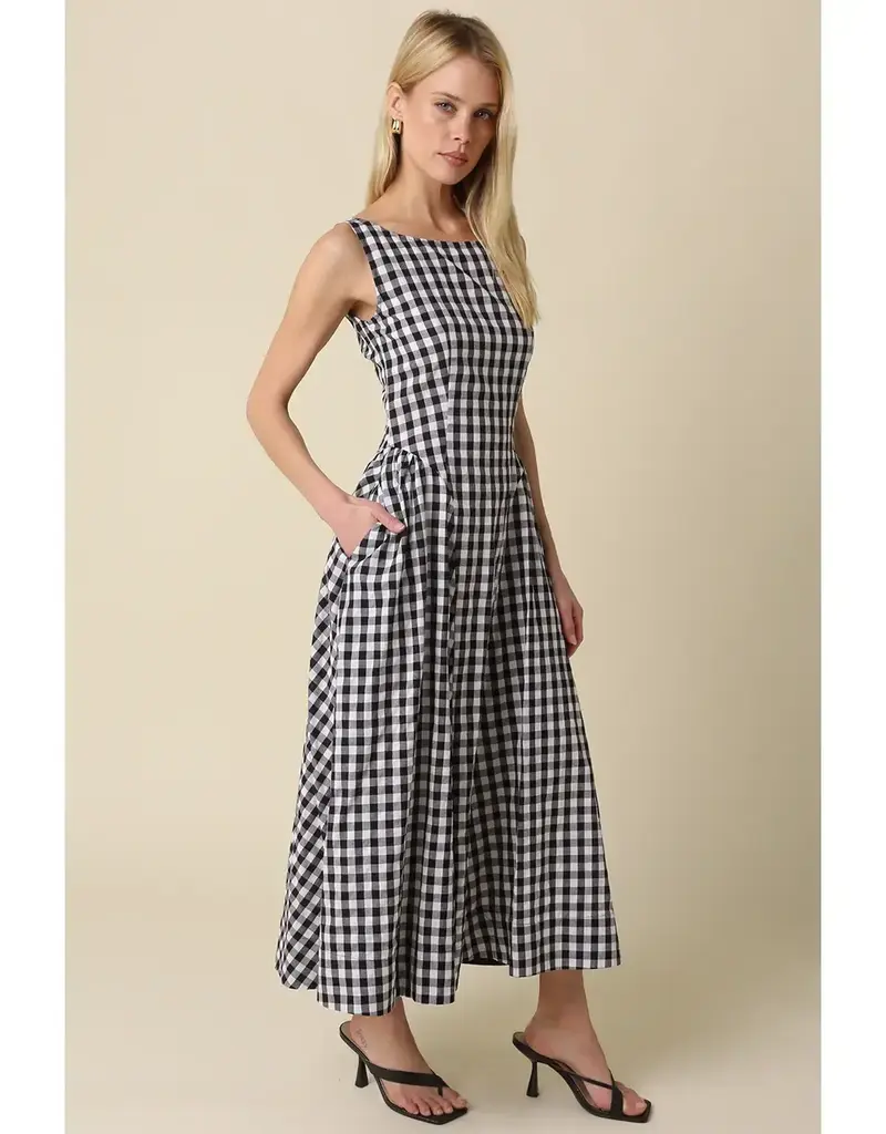 olivaceous Lisa Gingham Maxi Dress