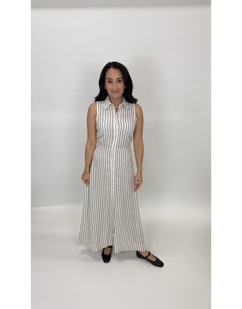 olivaceous Carly Striped Maxi Shirt Dress