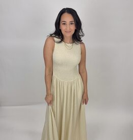 Mustard Seed Textured Smocked Sleeveless Dress