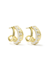 Kendra Scott Jane Huggie Earring Gold White Enamel