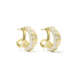 Kendra Scott Jane Huggie Earring Gold White Enamel
