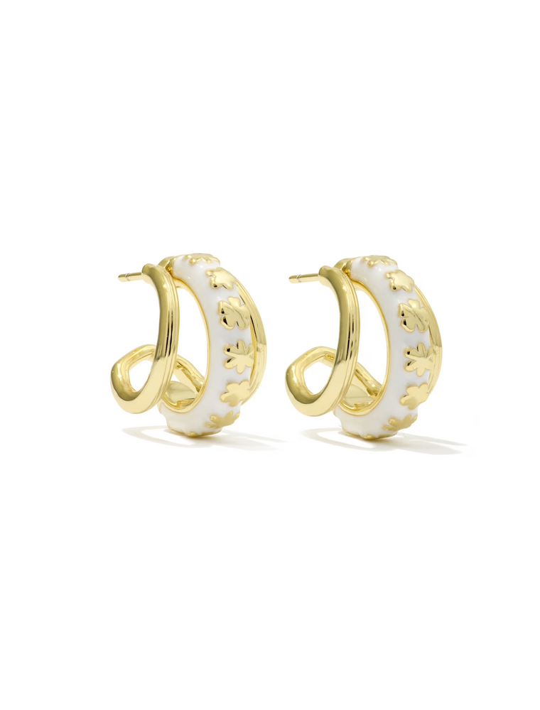 Kendra Scott Jane Huggie Earring Gold White Enamel