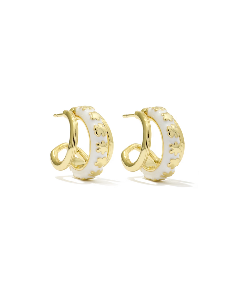 Kendra Scott Jane Huggie Earring Gold White Enamel