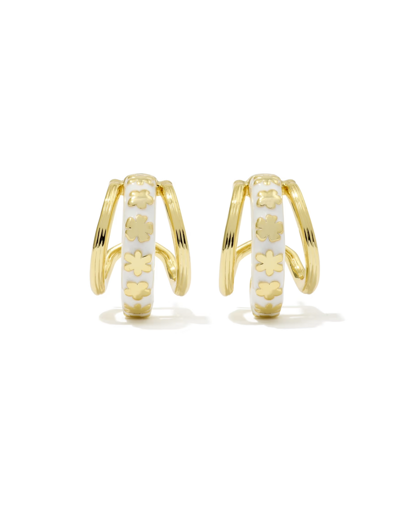 Kendra Scott Jane Huggie Earring Gold White Enamel