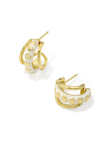 Kendra Scott Jane Huggie Earring Gold White Enamel