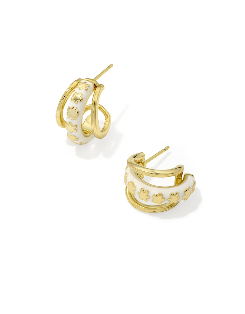 Kendra Scott Jane Huggie Earring Gold White Enamel