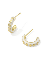 Kendra Scott Jane Huggie Earring Gold White Enamel
