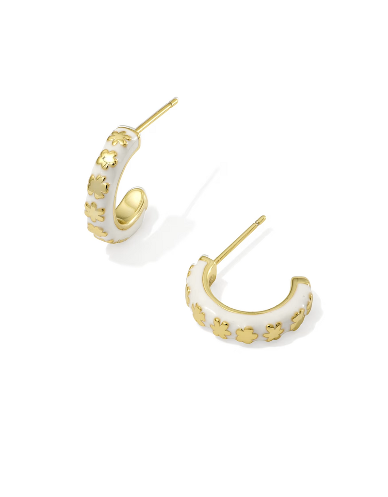 Kendra Scott Jane Huggie Earring Gold White Enamel