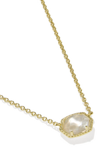 Kendra Scott Daphne Frame Pendant Necklace Gold Ivory MOP