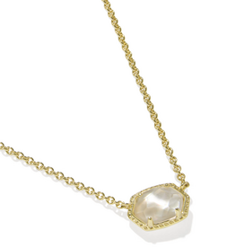 Kendra Scott Daphne Frame Pendant Necklace Gold Ivory MOP
