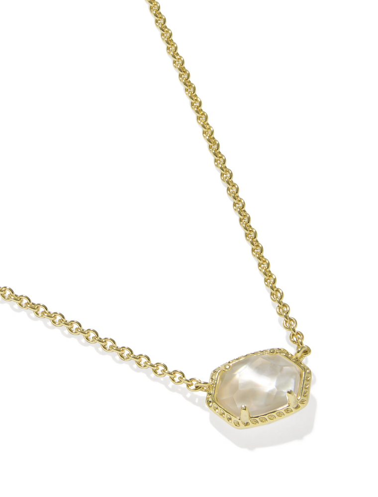 Kendra Scott Daphne Frame Pendant Necklace Gold Ivory MOP