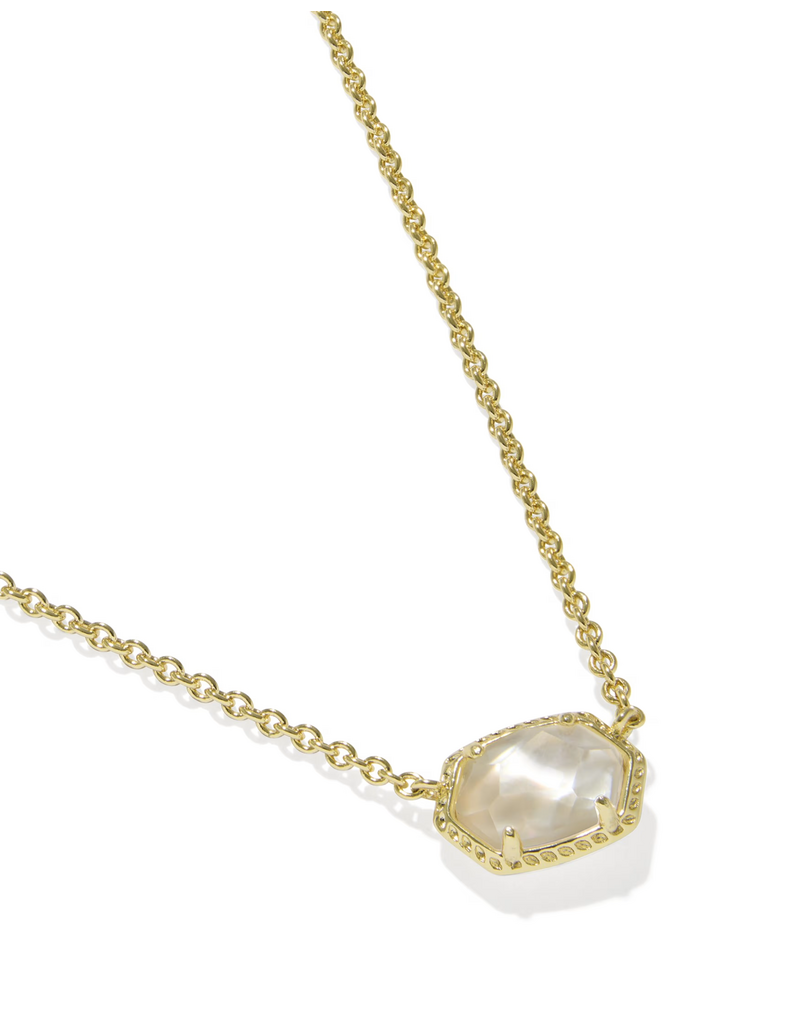 Kendra Scott Daphne Frame Pendant Necklace Gold Ivory MOP