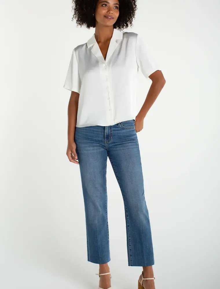 Liverpool Short Sleeve Camp Collar Blouse