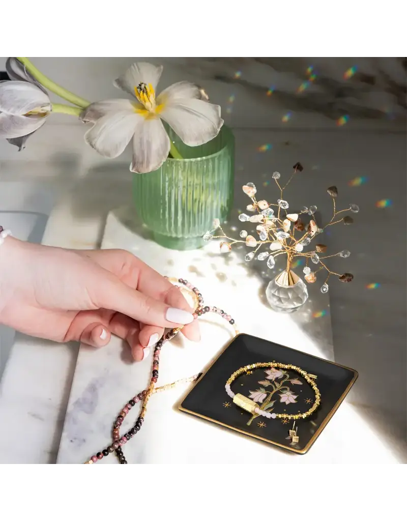 Scout Curated Wears Jewelry Dish & Stud Earring Set - Flower/Black