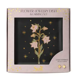 Scout Curated Wears Jewelry Dish & Stud Earring Set - Flower/Black