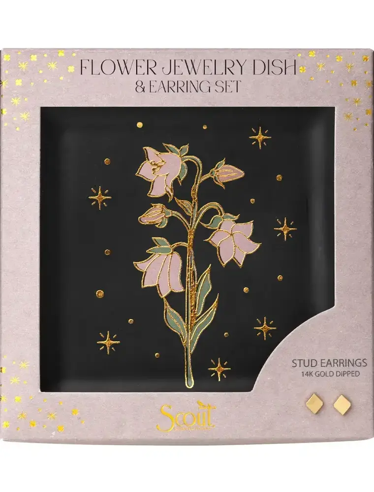 Scout Curated Wears Jewelry Dish & Stud Earring Set - Flower/Black