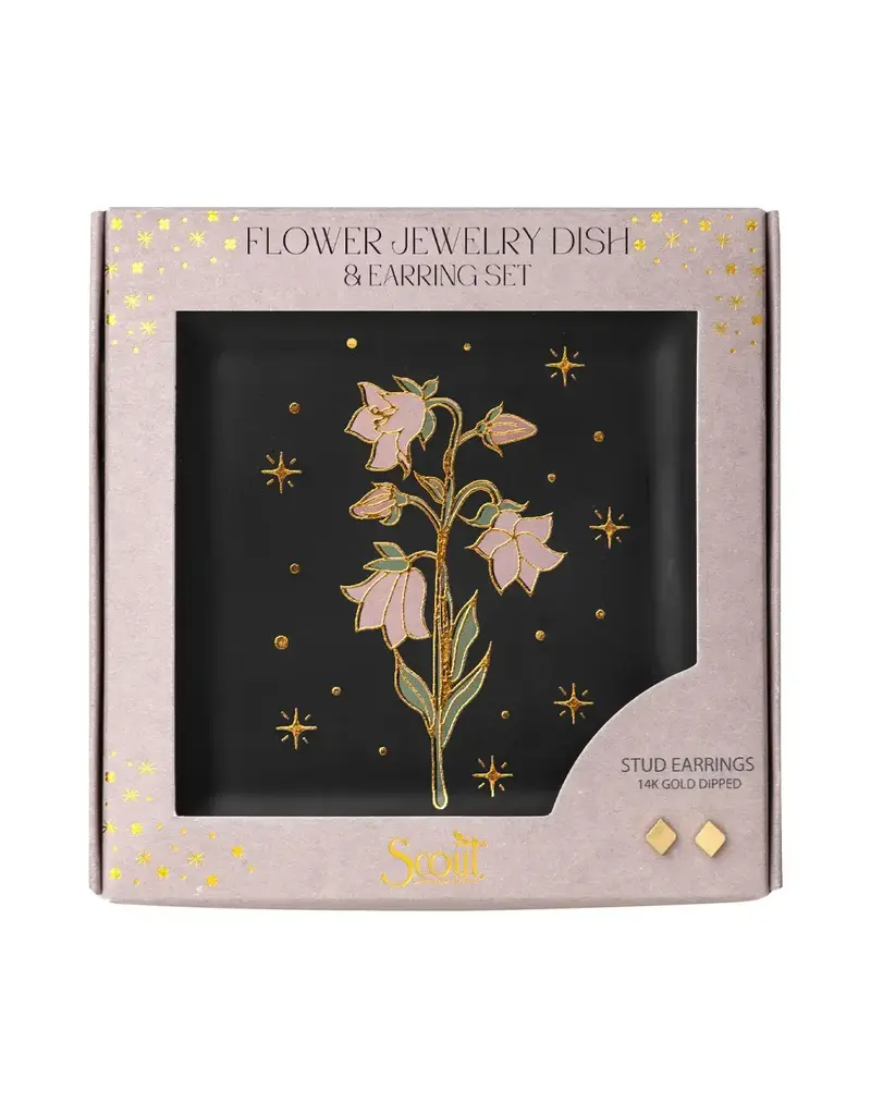 Scout Curated Wears Jewelry Dish & Stud Earring Set - Flower/Black