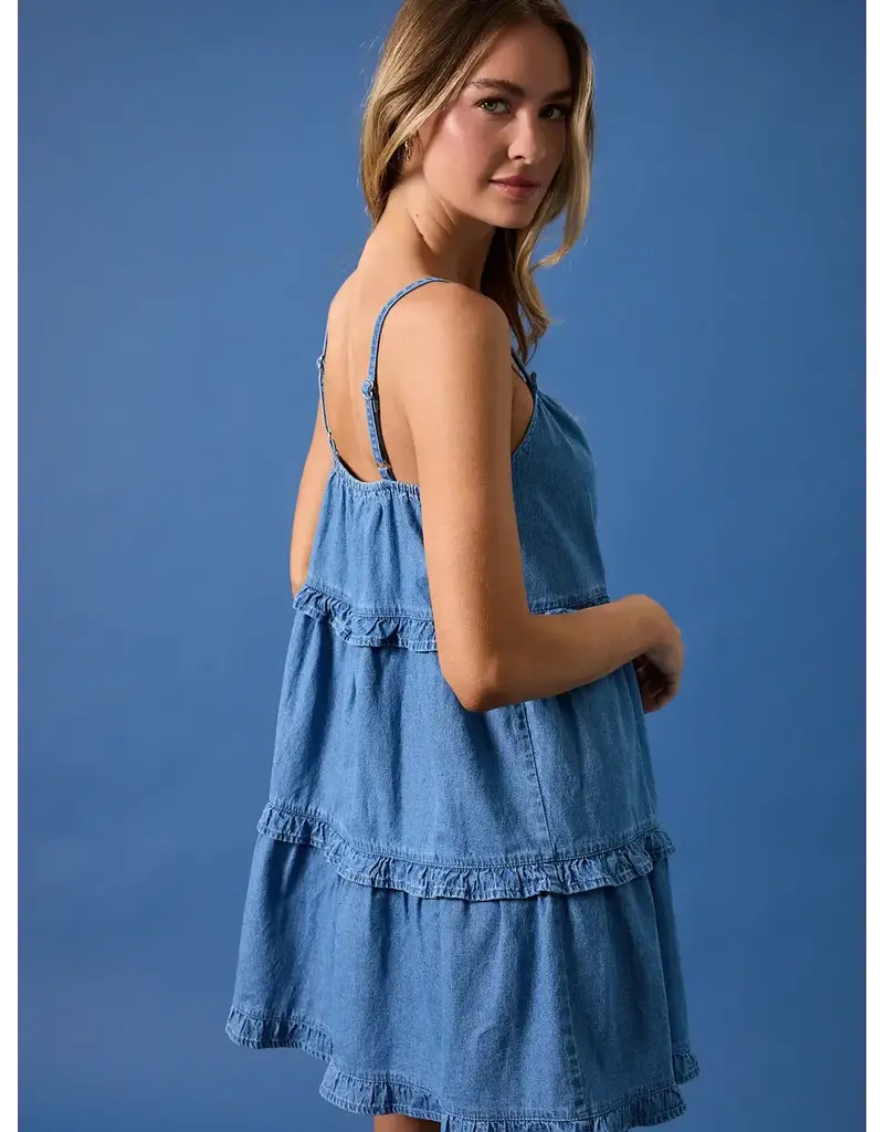 sun ed Ruffle Denim Mini Dress