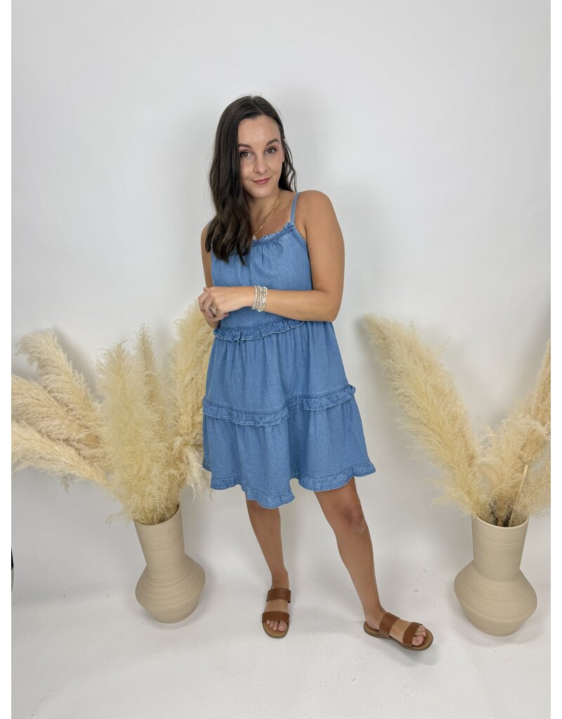 sun ed Ruffle Denim Mini Dress