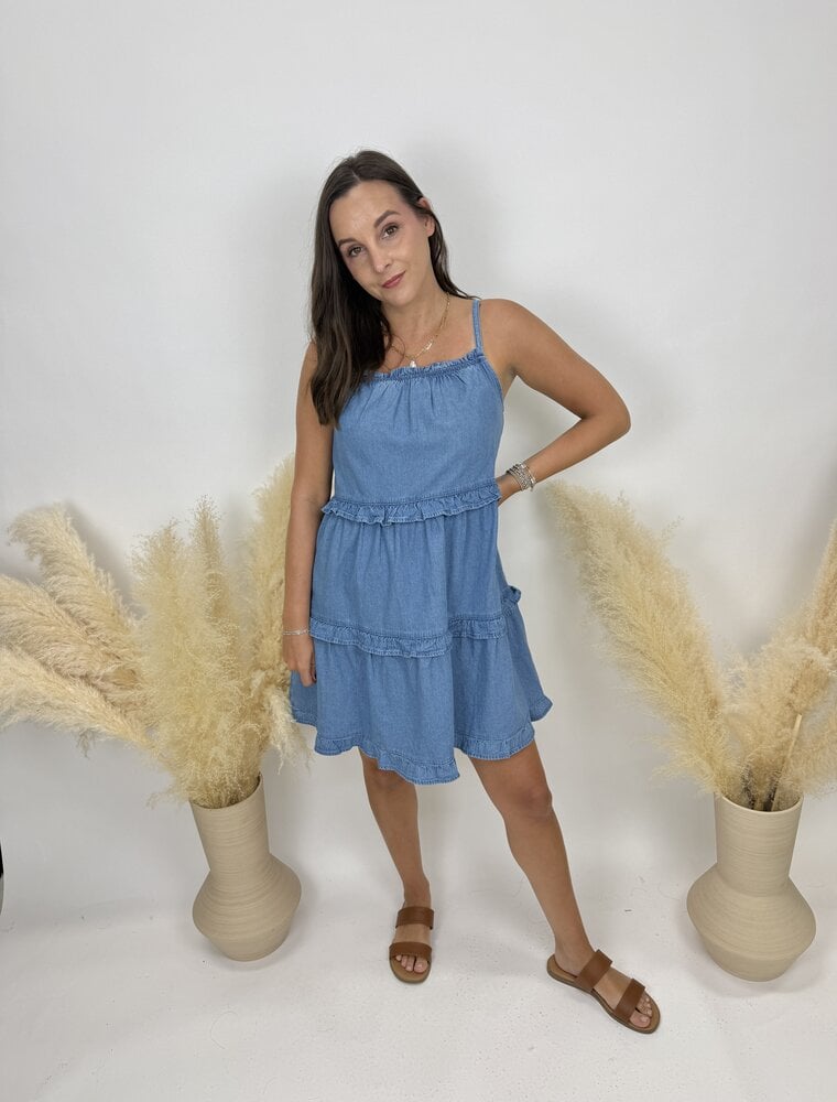 sun ed Ruffle Denim Mini Dress