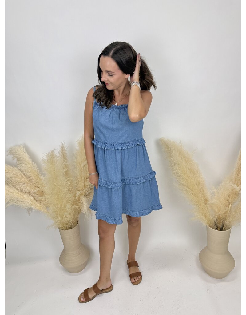 sun ed Ruffle Denim Mini Dress
