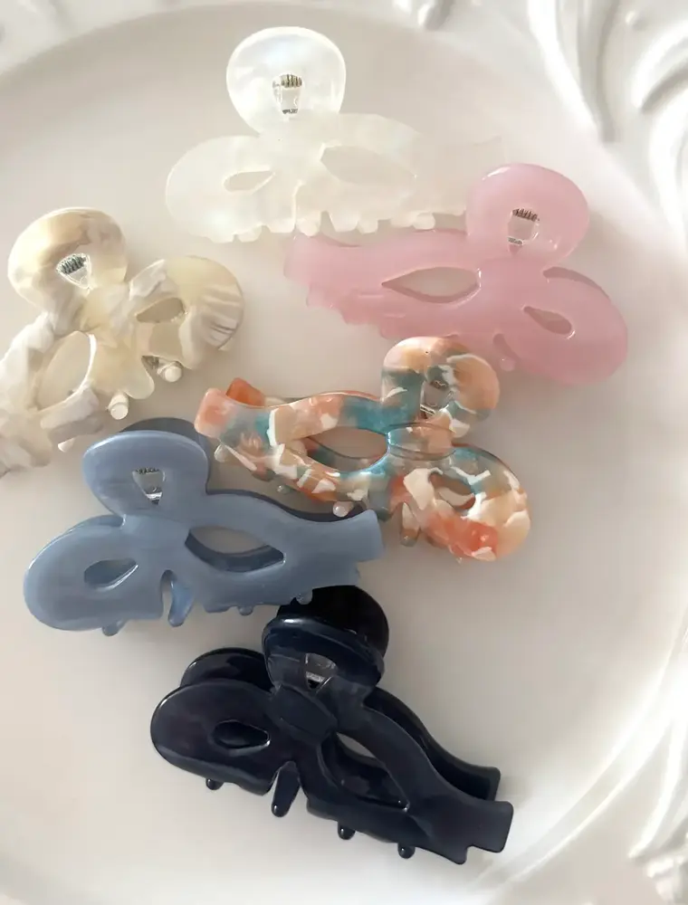 LoveLina Bow Detail Acetate Hair Clips