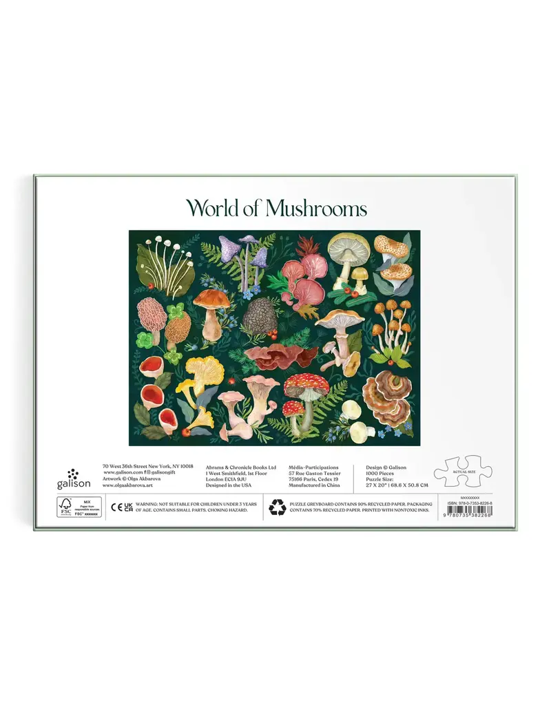 Chronicle Books World of Mushrooms 1000 Piece Puzzle by Galison