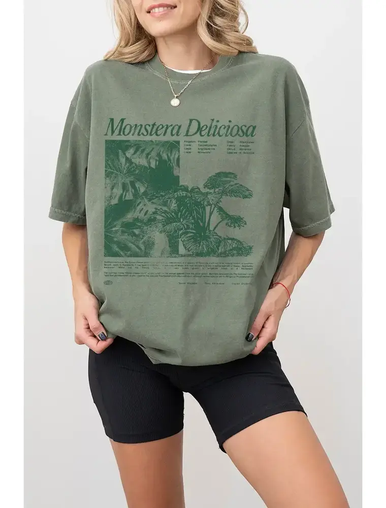 Society Monstera Deliciosa Vintage Graphic Oversized T-Shirt