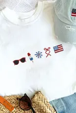 arden&gold Embroidered 4th of July Icons Tee