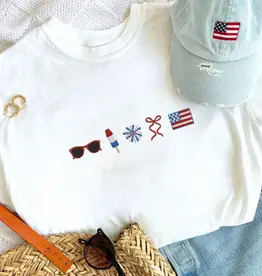 arden&gold Embroidered 4th of July Icons Tee