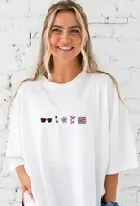 arden&gold Embroidered 4th of July Icons Tee