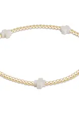 ENEWTON Signature Cross Small Gold 2MM Bead Bracelet Off White
