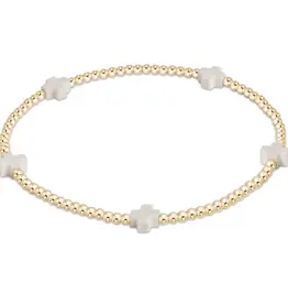ENEWTON Signature Cross Small Gold 2MM Bead Bracelet Off White