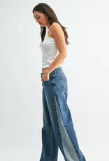 Just Black Denim Contrast Seam Wide Leg Jeans