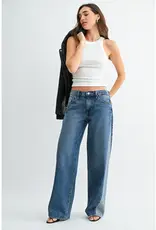 Just Black Denim Contrast Seam Wide Leg Jeans