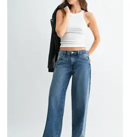 Just Black Denim Contrast Seam Wide Leg Jeans