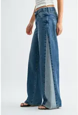 Just Black Denim Contrast Seam Wide Leg Jeans