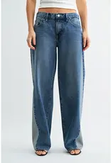 Just Black Denim Contrast Seam Wide Leg Jeans