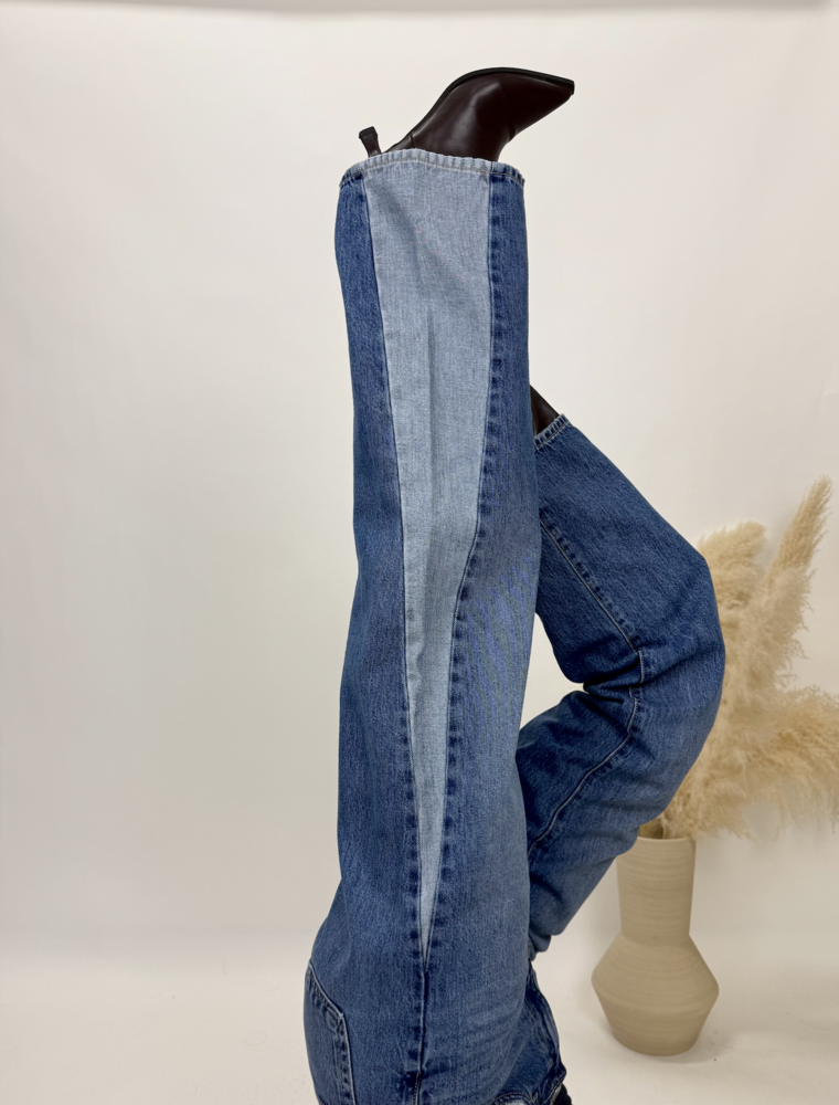 Just Black Denim Contrast Seam Wide Leg Jeans
