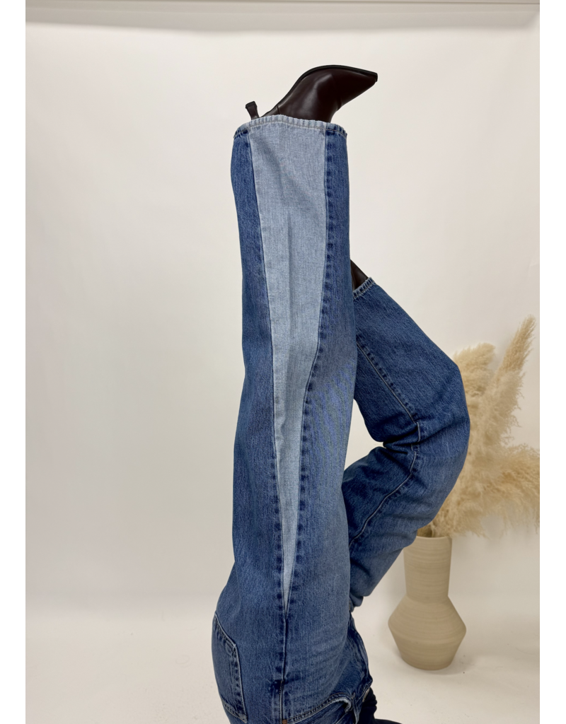 Just Black Denim Contrast Seam Wide Leg Jeans