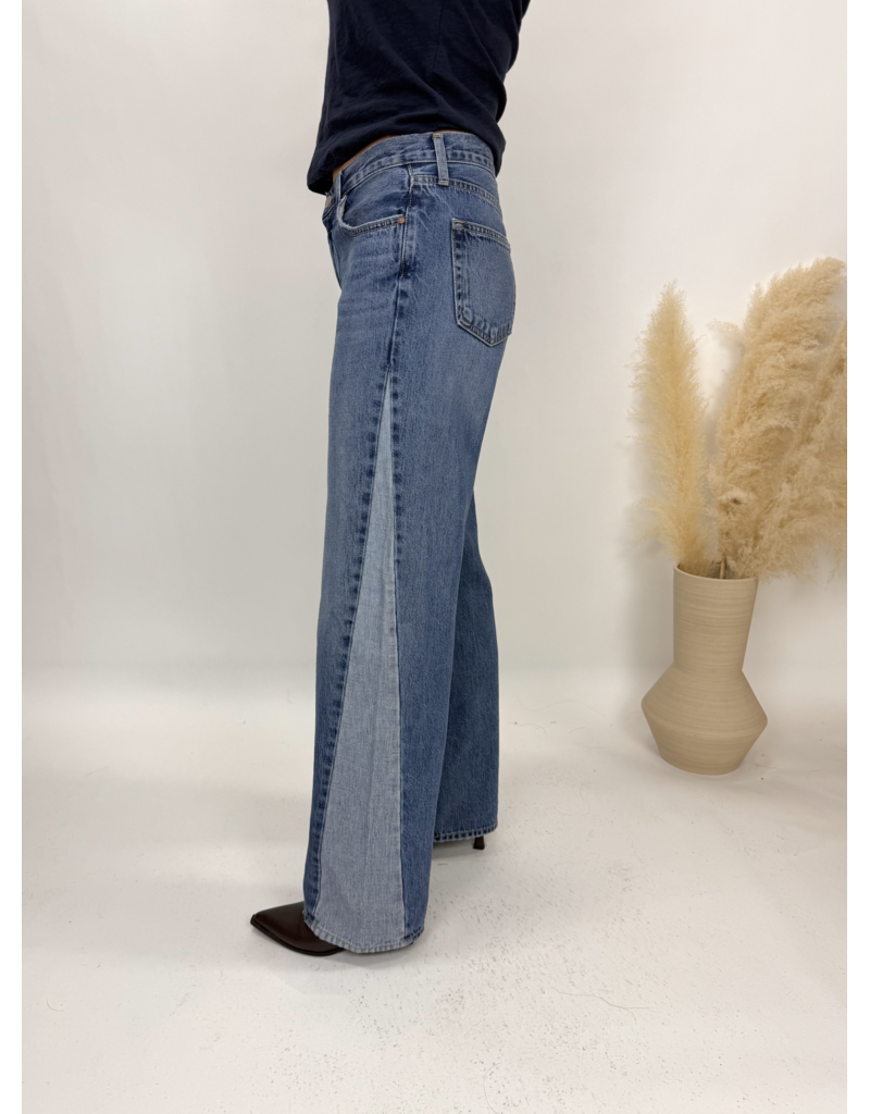 Just Black Denim Contrast Seam Wide Leg Jeans