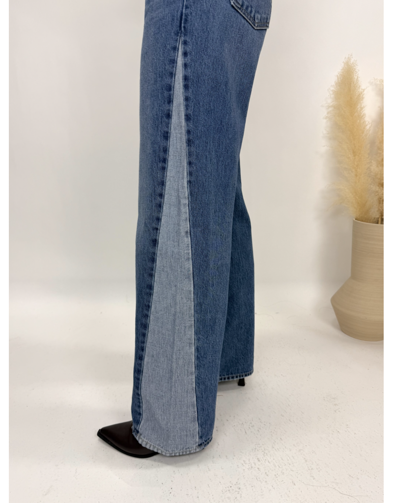 Just Black Denim Contrast Seam Wide Leg Jeans