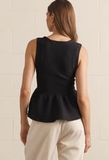 Entro Peplum Blouse with Metal Bow Detail