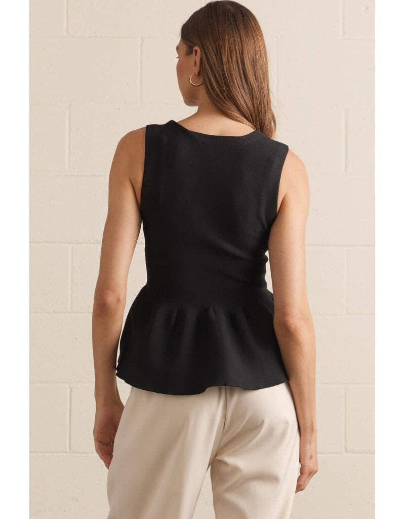 Entro Peplum Blouse with Metal Bow Detail