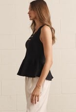 Entro Peplum Blouse with Metal Bow Detail
