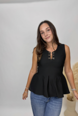 Entro Peplum Blouse with Metal Bow Detail