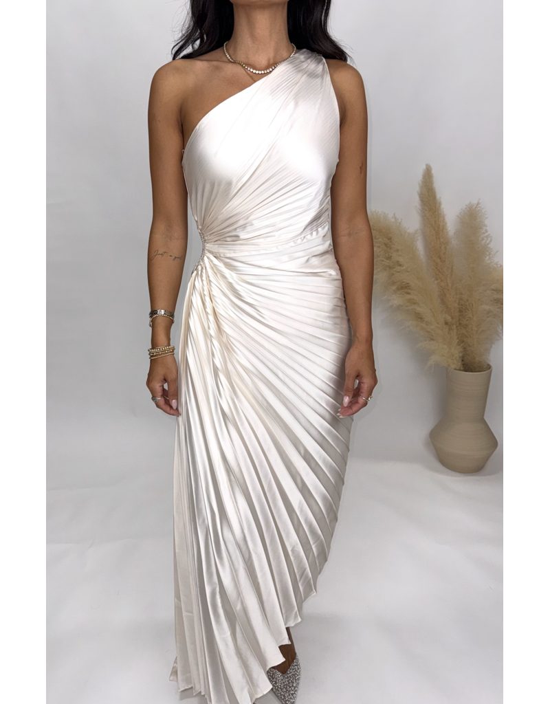 Dress Forum One Shoulder Pleated Maxi Dress