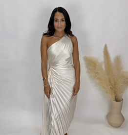 Dress Forum One Shoulder Pleated Maxi Dress