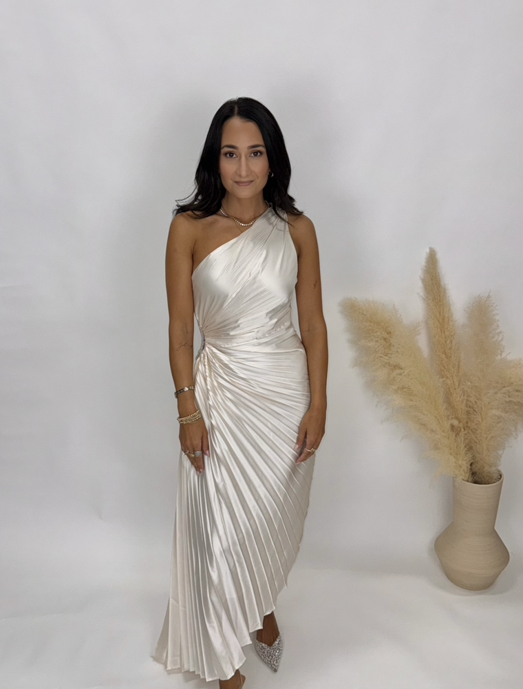 Dress Forum One Shoulder Pleated Maxi Dress